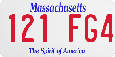 MA license plate 121FG4