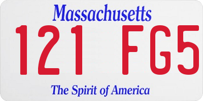 MA license plate 121FG5