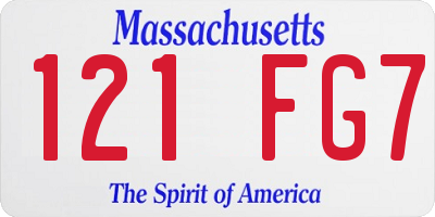 MA license plate 121FG7