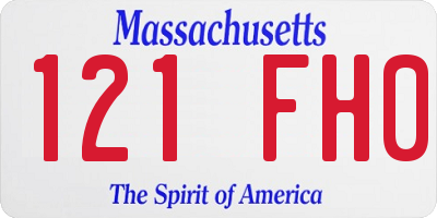 MA license plate 121FH0