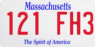 MA license plate 121FH3