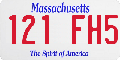 MA license plate 121FH5