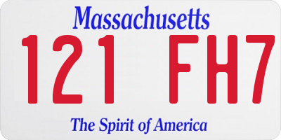 MA license plate 121FH7