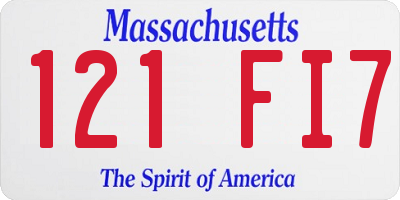 MA license plate 121FI7