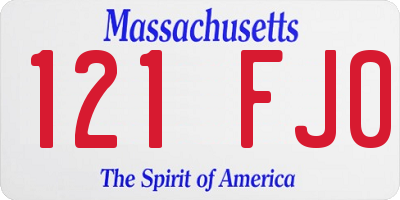 MA license plate 121FJ0