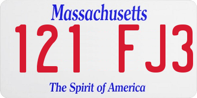 MA license plate 121FJ3
