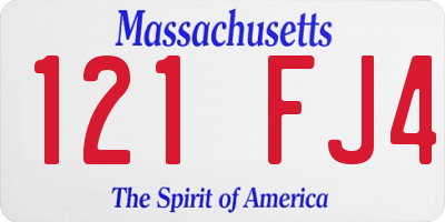 MA license plate 121FJ4