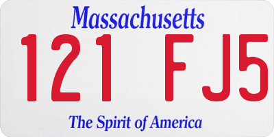 MA license plate 121FJ5