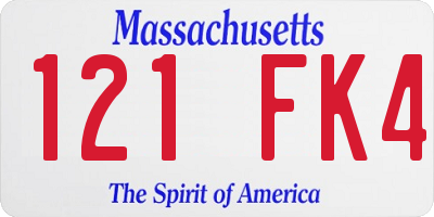 MA license plate 121FK4