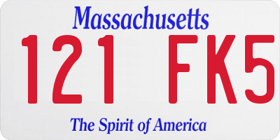 MA license plate 121FK5
