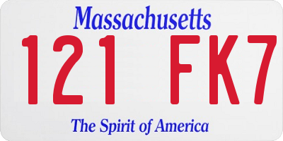 MA license plate 121FK7