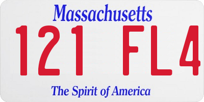 MA license plate 121FL4