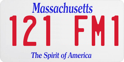 MA license plate 121FM1