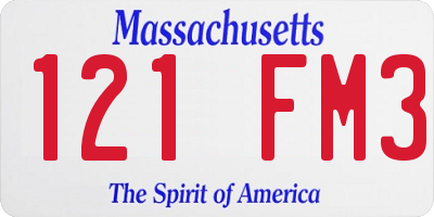 MA license plate 121FM3
