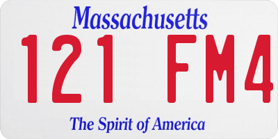 MA license plate 121FM4