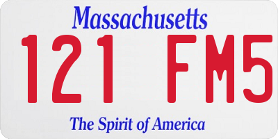 MA license plate 121FM5