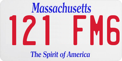 MA license plate 121FM6