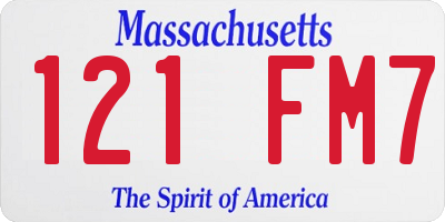 MA license plate 121FM7