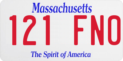 MA license plate 121FN0
