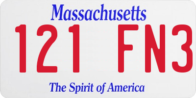 MA license plate 121FN3