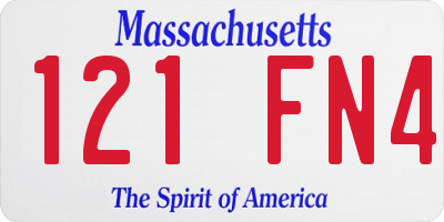 MA license plate 121FN4