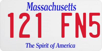 MA license plate 121FN5