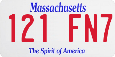 MA license plate 121FN7