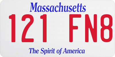 MA license plate 121FN8