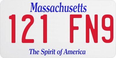 MA license plate 121FN9