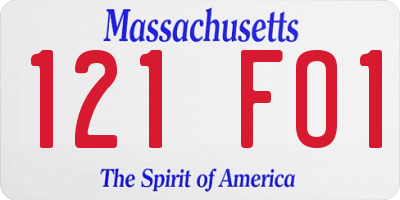 MA license plate 121FO1