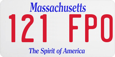 MA license plate 121FP0