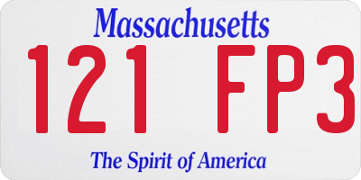 MA license plate 121FP3