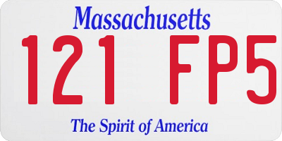 MA license plate 121FP5