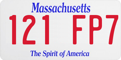 MA license plate 121FP7
