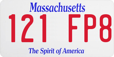 MA license plate 121FP8