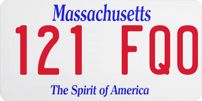 MA license plate 121FQ0