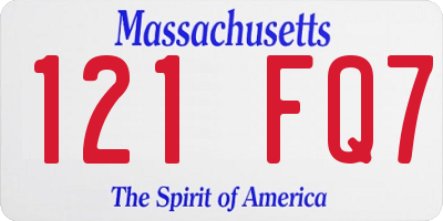 MA license plate 121FQ7