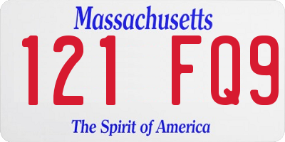 MA license plate 121FQ9