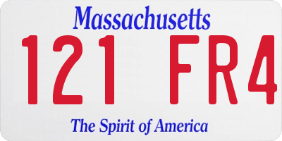 MA license plate 121FR4