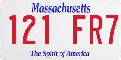 MA license plate 121FR7