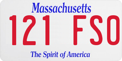 MA license plate 121FS0