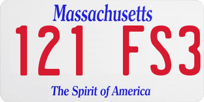 MA license plate 121FS3