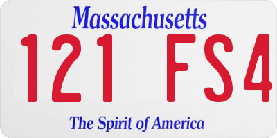 MA license plate 121FS4