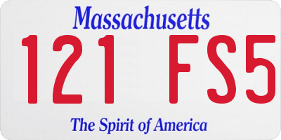 MA license plate 121FS5