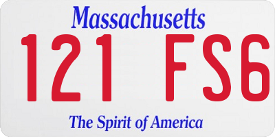 MA license plate 121FS6