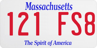 MA license plate 121FS8