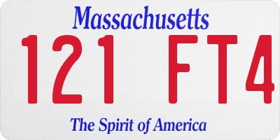MA license plate 121FT4