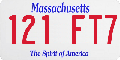 MA license plate 121FT7