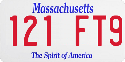 MA license plate 121FT9
