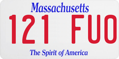 MA license plate 121FU0